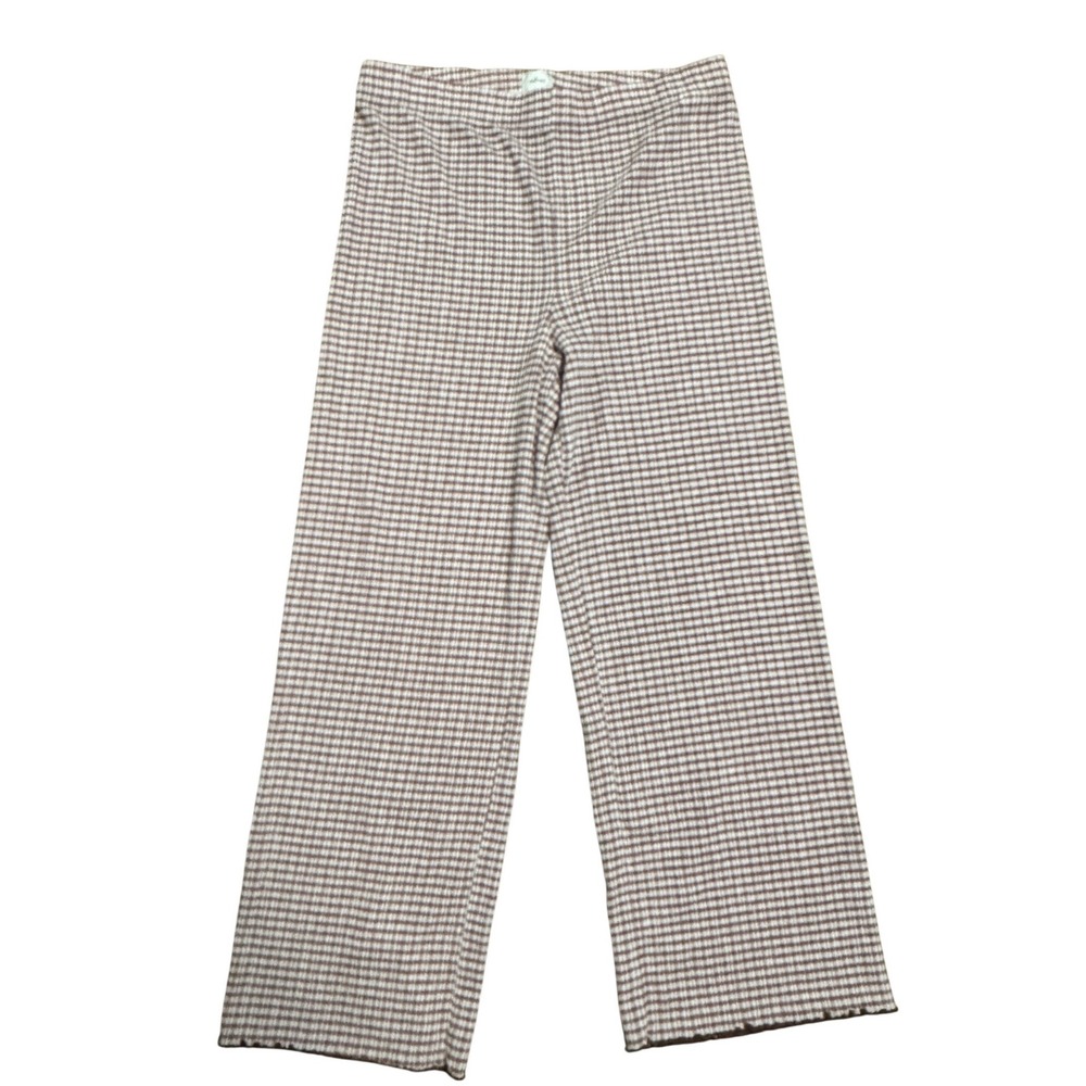 Wilfred Aritzia Gingham Wide Leg Pants Textured Knit Lettuce Hem L